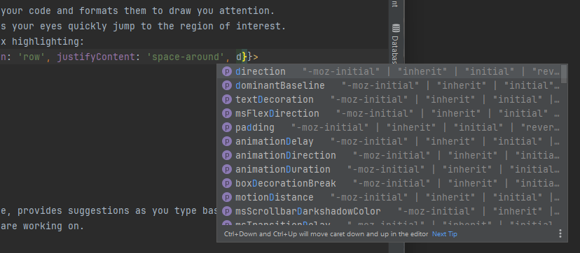 Code Completion Screenshot